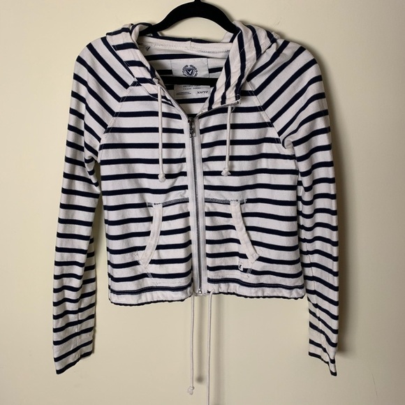 American Eagle Navy Striped Sweatshirt Size XS - Picture 1 of 7